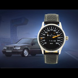Mercedes-Benz W124 260 km/h Tachometer Uhr Chrom Gehause / schwarz Hintergrund / weiße Zahlen