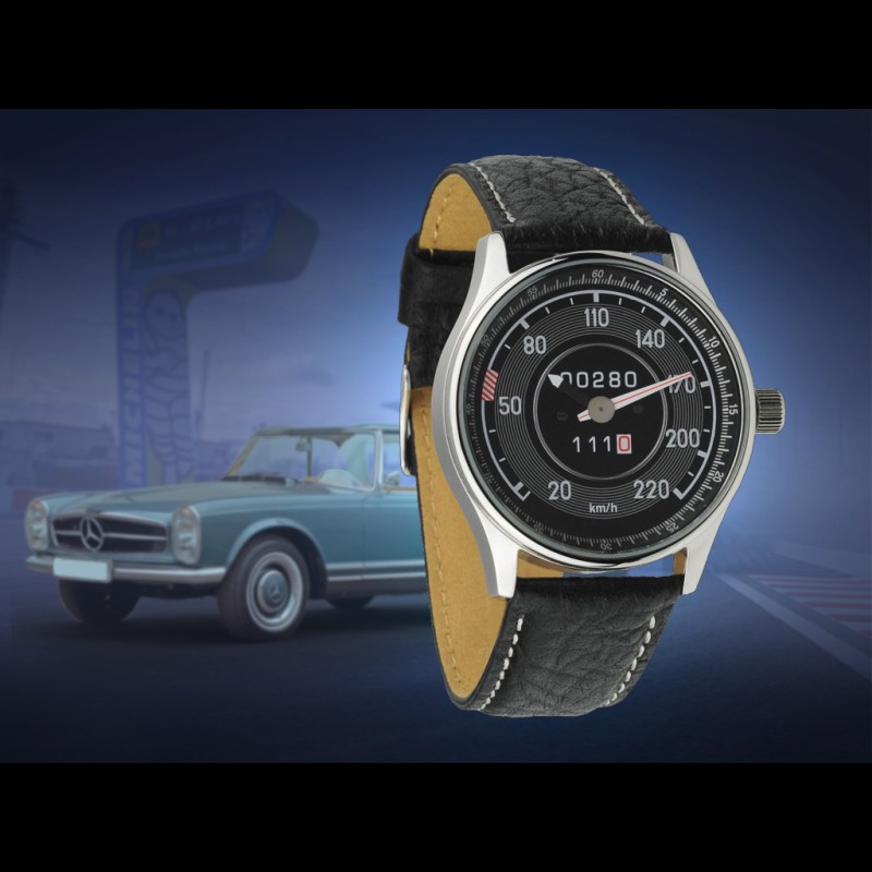 Mercedes-Benz Pagode 280 SL W111 Tachometer Uhr Chrom Gehause / schwarz Hintergrund / weiße Zahlen