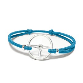 Sports wheel bracelet Silver finish Coloured cord Miami Blue Made in France