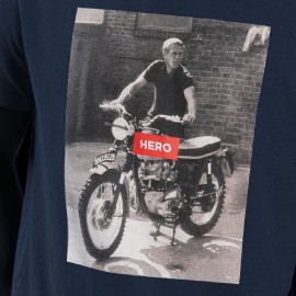 T-shirt Steve McQueen Triumph Bonneville ISDT 1964 Lange Ärmel Inkblau Hero Seven - Herren