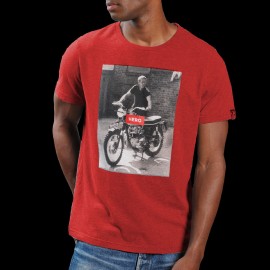 T-shirt Steve McQueen Triumph Bonneville ISDT 1964 Rot Hero Seven - Herren