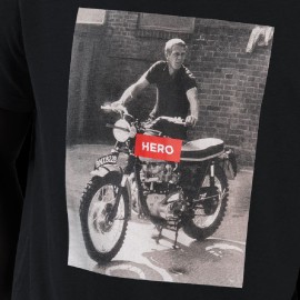 T-shirt Steve McQueen Triumph Bonneville ISDT 1964 Long Sleeves Black Hero Seven - men