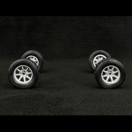 Set of 4 Minilite Wheels for Porsche BMW Mercedes Ford Tuning Silver 1/18 Ixo Models 18SET010W
