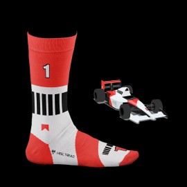 Inspiration McLaren MP4 n°1 1991 Ayrton Senna Socken Rot / Weiß - Unisex - Größe 41/46