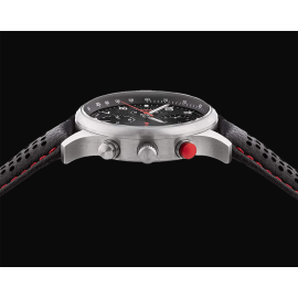 Audi Watch Sport Chronograph Gelochtes Leder Schwarz - Rote Nähte