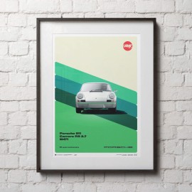 Poster Porsche 911 Carrera RS 2.7 1973 Weiß - 50th Anniversary Limited edition