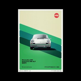 Poster Porsche 911 Carrera RS 2.7 1973 White - 50th Anniversary