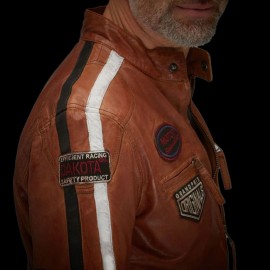 Gulf Leather Jacket Racing Dakota Team Classic driver Cognac - men