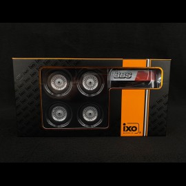 Set mit 4 BBS Felgen und Reifen für Porsche Silber 1/18 Ixo Models 18SET009W