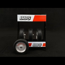 Set of 4 Wheels and BBS rims for Porsche Silver Metallic 1/18 Ixo Models 18SET009W