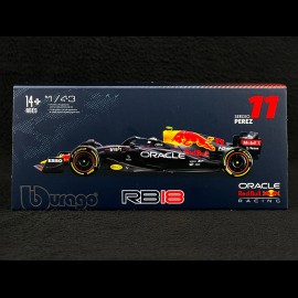 Sergio Pérez Red Bull Racing RB18 n° 11 F1 2022 mit Fahrer 1/43 Bburago 38062P