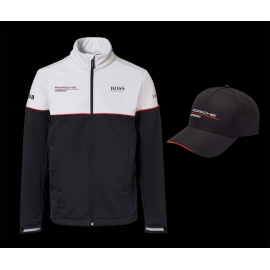 Duo Porsche Jacket Motorsport Hugo Boss Softshell + Porsche Motorsport Cap Perforated Black - men