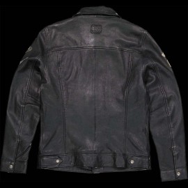 Duo Lederjacke Steve McQueen 24H Du Mans Lewis Schwarz + Porsche Geldbörse schwarze Leder Wappen WAP0300310K