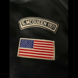 Duo Lederjacke Steve McQueen 24H Du Mans Lewis Schwarz + Porsche Geldbörse schwarze Leder Wappen WAP0300310K