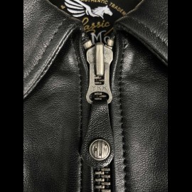 Duo Lederjacke Steve McQueen 24H Du Mans Lewis Schwarz + Porsche Geldbörse schwarze Leder Wappen WAP0300310K