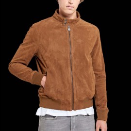 Duo Steve McQueen Jacke Wildleder Cognac Hero Seven + Porsche Geldbörse schwarze Leder Wappen WAP0300310K