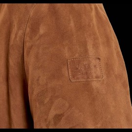 Duo Steve McQueen Jacke Wildleder Cognac Hero Seven + Porsche Geldbörse schwarze Leder Wappen WAP0300310K