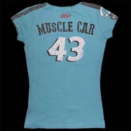 T-shirt V8 Motors Performance n°43 Blau Warson 22-803 - damen