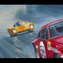 Poster Ferrari 365 Daytona 24h Le Mans 1971 original drawing by Benjamin Freudenthal