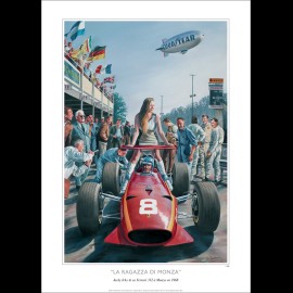 Poster "La Ragazza di Monza" Jacky Ickx Monza 1968 original design by Benjamin Freudenthal