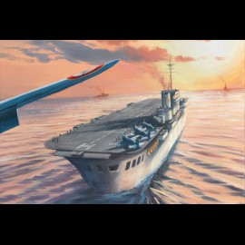 Poster "Corsair F4U-7 approaching the Arromanche aircraft carrier" original drawing by Benjamin Freudenthal