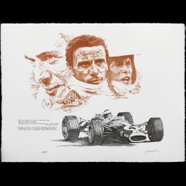 Jim Clark Lotus 49 n° 4 Cosworth Original Zeichnung von Patrick Brunet