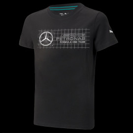 Mercedes T-shirt AMG Petronas F1 by Puma Logo-Grafik Schwarz - Kinder