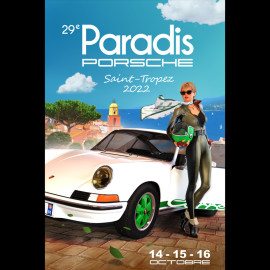 Plakat Paradis Porsche Saint-Tropez 2022 Drückplatte auf Aluminium Dibond 40 x 60 cm