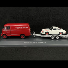 Duo Transporter Mercedes-Benz L319 und Porsche 911 RS 1967 Weiß 1/43 Schuco 450249900