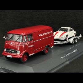 Duo Transporter Mercedes-Benz L319 and Porsche 911 RS 1967 White 1/43 Schuco 450249900