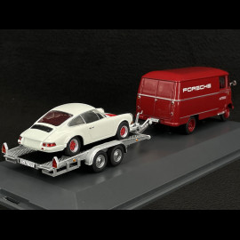 Duo Transporter Mercedes-Benz L319 und Porsche 911 RS 1967 Weiß 1/43 Schuco 450249900