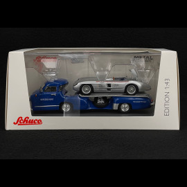 Mercedes-Benz Transporter with Mercedes-Benz 300 SLR 1955 and Figurine Alfred Neubauer 1/43 Schuco 450376800