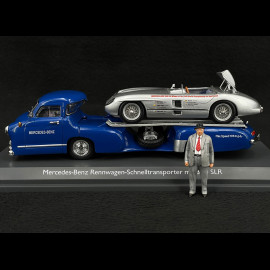 Mercedes-Benz Transporter with Mercedes-Benz 300 SLR 1955 and Figurine Alfred Neubauer 1/43 Schuco 450376800
