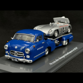 Mercedes-Benz Transporter mit Mercedes-Benz 300 SLR 1955 und Figurine Alfred Neubauer 1/43 Schuco 450376800