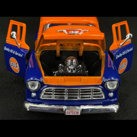 Chevrolet Chevy 5100 Stepside 1955 Gulf Orange / Blau 1/24 MotorMax 79651