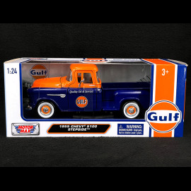 Chevrolet Chevy 5100 Stepside 1955 Gulf Orange / Blue 1/24 MotorMax 79651