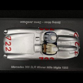 Mercedes-Benz 300 SLR n°722 Winner Mille Miglia 1955 with figurine Moss / Jenkinson 1/43 Spark S5859