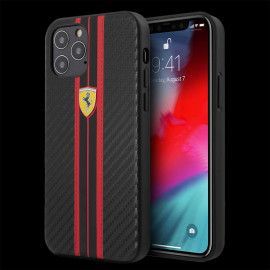 Ferrari Hardcase iPhone 12 Pro Max (6.7") Leather Carbon Black FESNECHCP12LRE