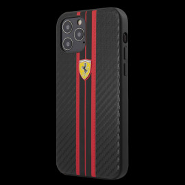 Ferrari Hardcase iPhone 12 Pro Max (6.7") Leather Carbon Black FESNECHCP12LRE