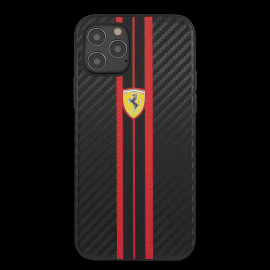 Ferrari Hardcase iPhone 12 Pro Max (6.7") Leather Carbon Black FESNECHCP12LRE