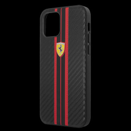 Ferrari Hardcase iPhone 12 Pro Max (6.7") Leather Carbon Black FESNECHCP12LRE