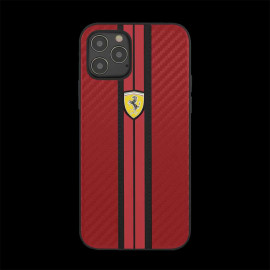 Ferrari Hardcase iPhone 12 Pro (6.1") Leather Carbon Red FESNECHCP12MIRE