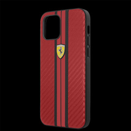 Ferrari Hardcase iPhone 12 Pro (6.1") Leather Carbon Red FESNECHCP12MIRE