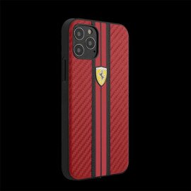 Ferrari Hardcase iPhone 12 Pro Max (6.7") Cuir Carbone Rouge FESNECHCP12LIRE