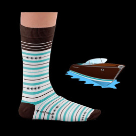 Inspiration Riva Aquarama socks Blue / White / Brown - unisex - Size 41/46