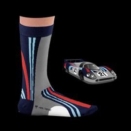 Inspiration Porsche 917 LH 24h Le Mans 1971 Martini Socken Grau / Blau / Rot - Unisex - Größe 41/46