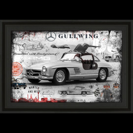 Frame Mercedes 300 SL Gullwing Original illustration 60 x 90 cm - 14.2603