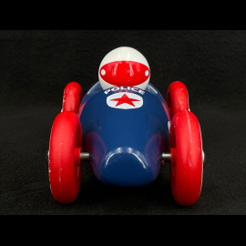 Vintage Wooden Racing Car Police Blue / Red 2247P