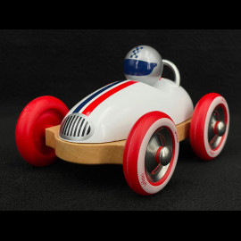 Vintage Wooden Race Car Roadster Blue / Red / White 2332W