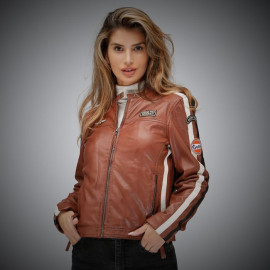 Gulf Lederjacke Racing Classic Driver Cognac - Damen